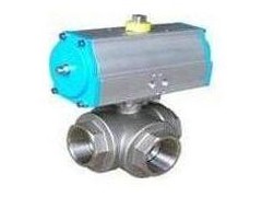 Q614F氣動三通球閥 氣動三通內螺紋球閥，廠價直銷